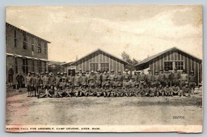 US Army  Waiting For Assembly  Camp Devens  Massachusetts   Postcard