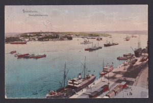 Vintage postcard Stadsgardshamnen port ships harbor view Stockholm Sweden