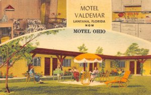 Motel Valdemar/Ohio, Lantana, Florida Roadside ca 1940s Linen Vintage Postcard
