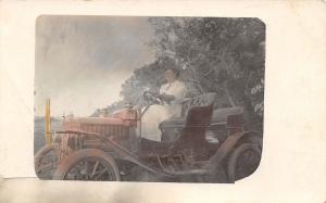 Pierre South Dakota~Lady in Her 1908 Model Buick~Driving Gloves~Colorized RPPC