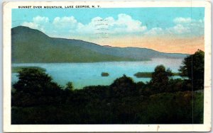 Postcard - Sunset Over Mountain, Lake George, New York, USA