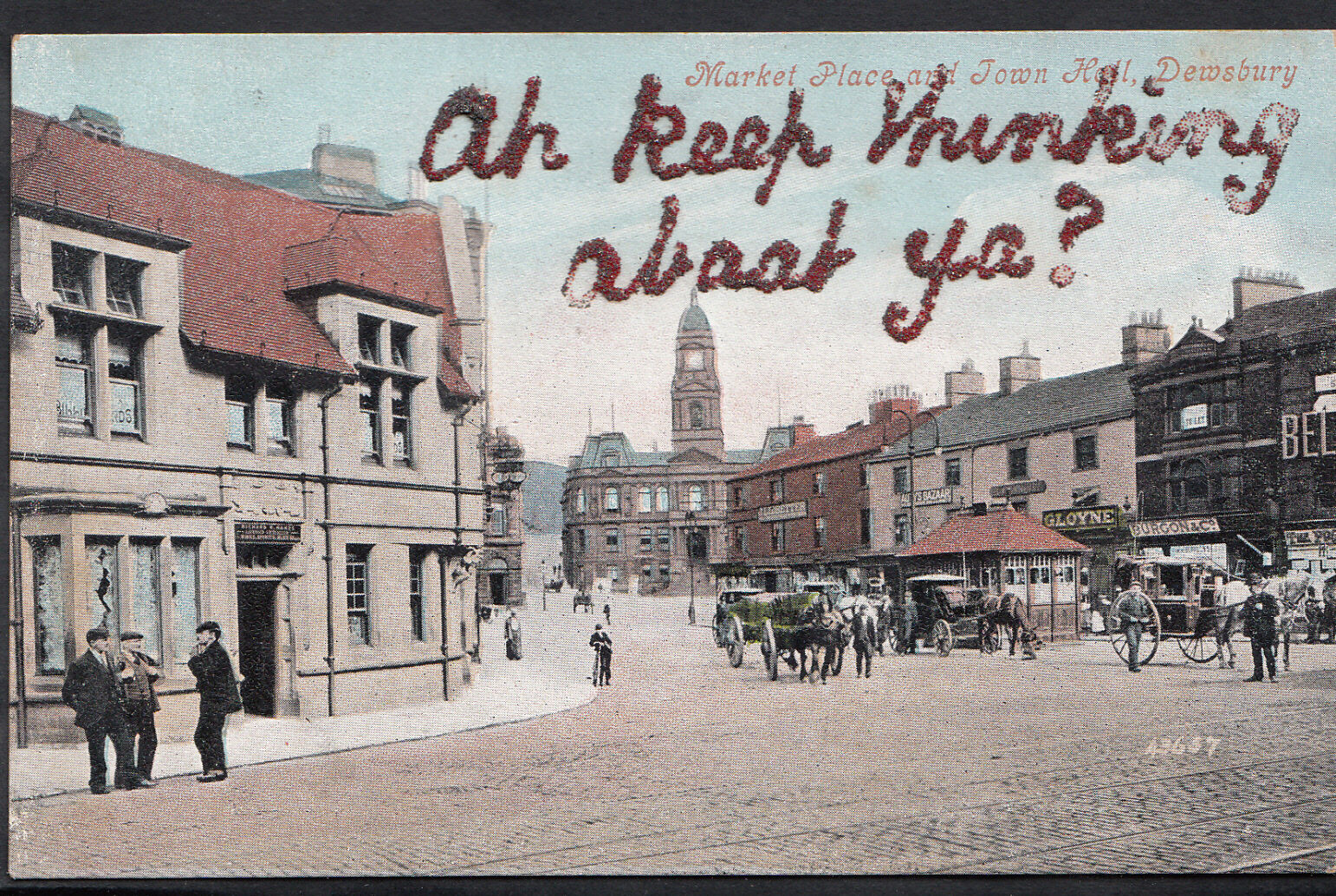 Yorkshire Postcard Market Place and Town Hall, Dewsbury MB459