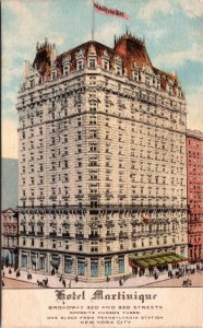 VINTAGE POSTCARD HOTEL MARTINIQUE LOCATED ON BROADWAY NEW YORK CITY c. 1935