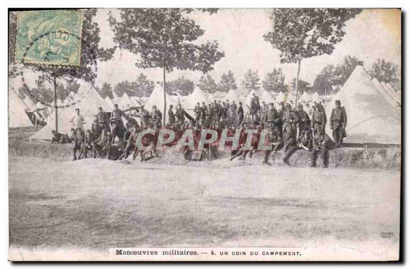 Old Postcard Army Military maneuvers A corner of the camp