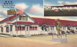 Browning Montana M & N Motel Exterior, Color Linen Vintage Postcard U3503