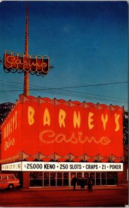 Barneys Casino South Shore Lake Tahoe Nevada NV Postcard UNP VTG Unused Vintage 