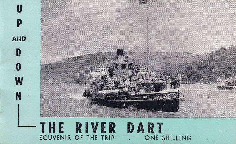 Up & Down The River Dart Map Postcard Old Guide Book