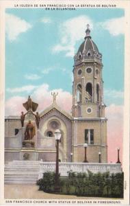 Panama San Francisco Church With Statue Of Bolivar In Foreground