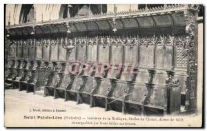 Old Postcard Saint Pol de Leon Finistere Interior of the Basilica Choir Stalls
