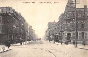 West Windsor Canada Sandwich Street Scene Historic Bldgs Antique Postcard K24808