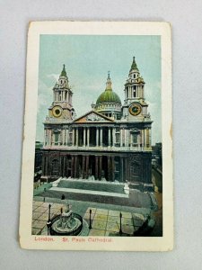 Vintage Postcard St. Pauls Cathedral London Scene of Front of Church