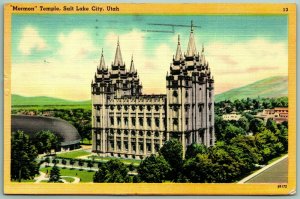 Mormon Temple Salt Lake City Utah UT Linen Postcard G12