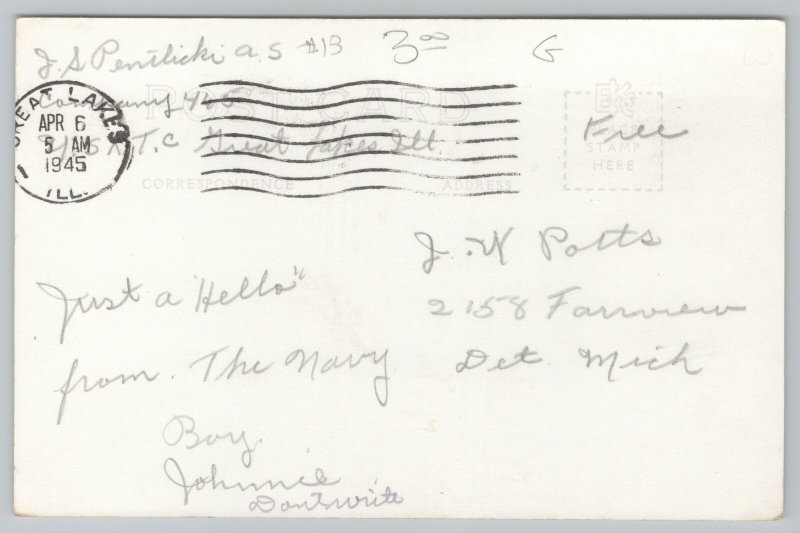 Real Photo Postcard~Great Lakes Illinois~Naval Training Cr~Security Anchor~RPPC 