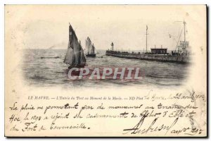 Old Postcard Le Havre at the entrance of the port Timing of Maree