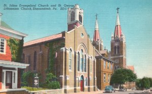 St. John's Evangelical Church Saint George Lithuanian Shenandoah Penna. Postcard