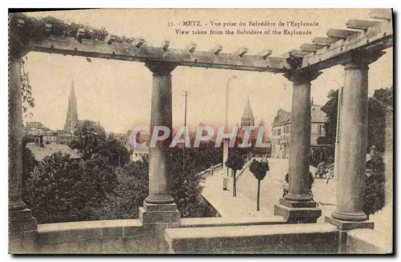 Old Postcard Metz View from Belvedere Esplanade