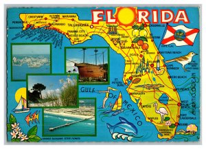 FLORIDA State Map Postcard Continental Multi View Card