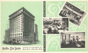 Vintage Postcard 1920's Hotel De Soto Locust at eleventh St. St. Louis Missouri