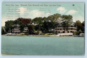 Sioux City Iowa Postcard Riverside Park Boat Clubs Exterior 1910 Vintage Antique