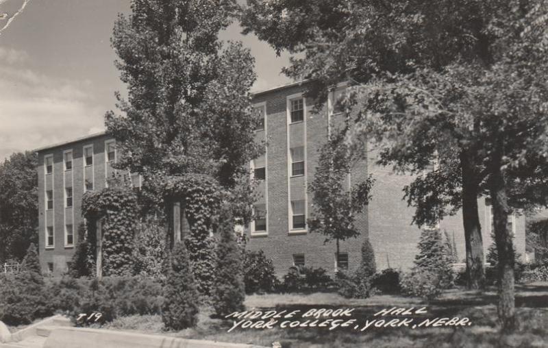 RPPC Middle Brook Hall at York College - York NE, Nebraska - pm 1953