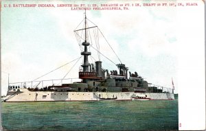 Postcard U.S. Battleship Indiana Launched in Philadelphia, Pennsylvania