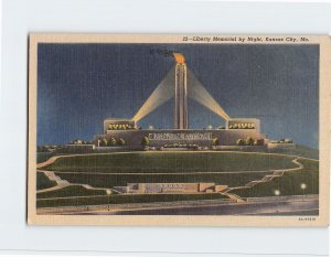 Postcard Liberty Memorial by Night, Kansas City, Missouri