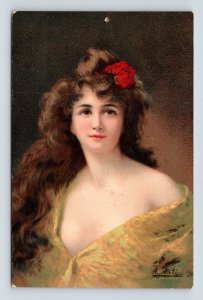 Rosalind Painting By Angelo Asti  UNP DB Postcard L15