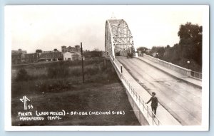 Matamoros Tamaulipas Mexico Postcard Bridge(Mexican Side) c1930's RPPC Photo