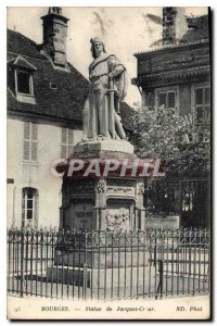 Old Postcard Bourges Jacques Coeur Statue