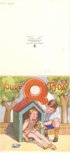 You're 8 To-Day  Vintage Tuck Birthday Greetings folded card...