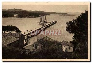 The islands of & # 39Hyeres Old Postcard Porquerolles harbor (yacht)