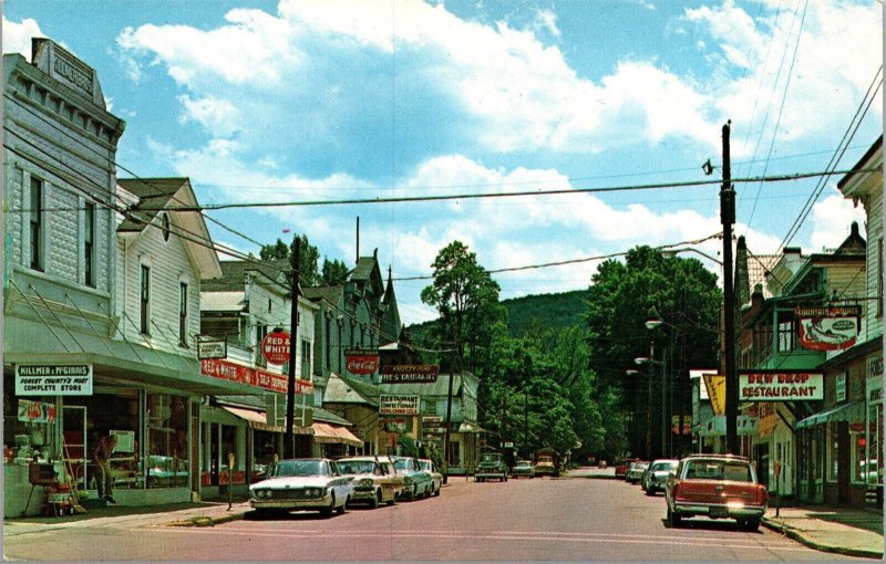 Vtg Tionesta Pennsylvania PA Street View Old Cars Coca Cola Sign 1960s Postcard 