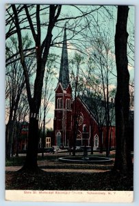 Schenectady New York NY Postcard State St. Methodist Episcopal Church 1907 Trees