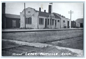 c1960's MILW Postville Iowa IA Railroad Train Depot Station RPPC Photo Postcard