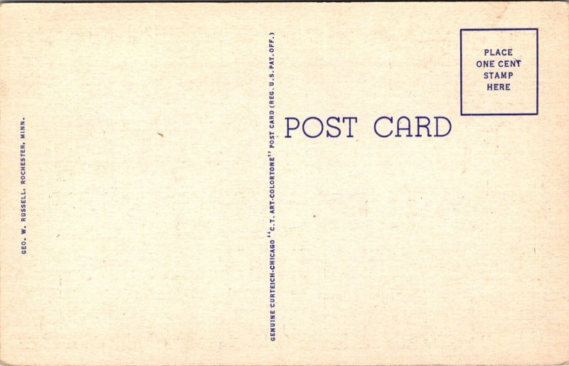 Linen Postcard Large Letter Greetings in Rochester, Minnesota