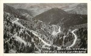 c1950 Real Photo PC Central City CO Virginia Canon Switchback Road Gilpin County