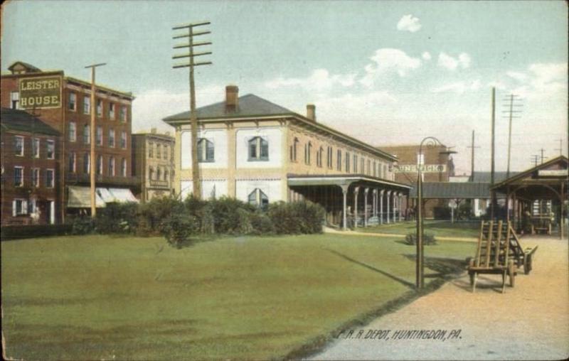 Huntington PA RR Train Depot Station c1910 Postcard