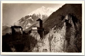 Merano Catello Tirolo Italy Rocks Mountain In Background Real Photo Postcard