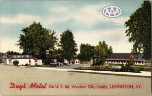 Roadside~Lexington Kentucky~US 60~Days Motel~Entrance~Sign~ Postcard KJ5