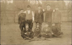 Minneapolis MN Cancel - Boys Baseball Team Bats Balls Gloves c1910 RPPC