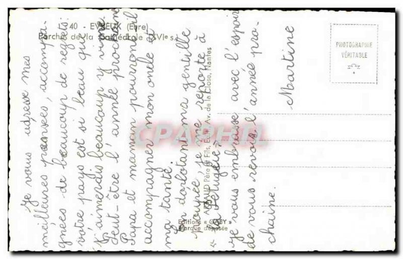 Old Postcard Porch Evreux La Catherdale