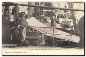 Old Postcard Boat on the pilgrimage of the ship back of the caravan