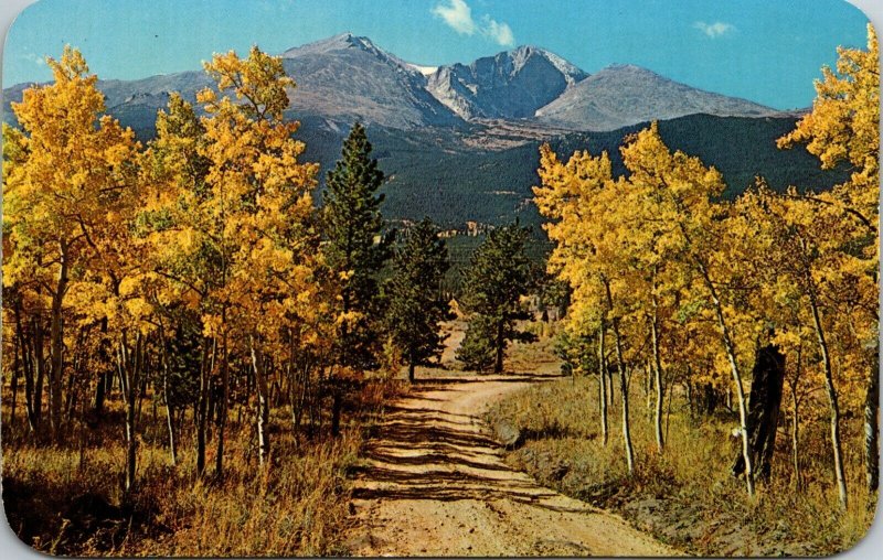 Longs Peak Estes Park Colorado Rocky Mountain National Park Yellow Leaves Trees 