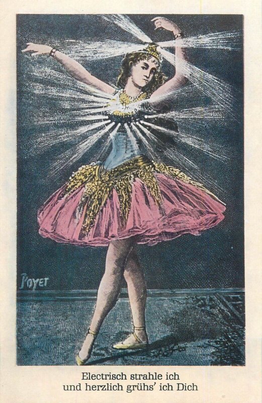 German Empire 1900s top rare advertising postcard by Poyet electrical ballerina 