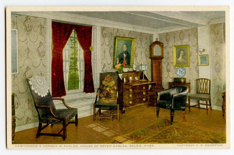 Postcard Hawthorne's Corner House Seven Gables Salem Mass. Standard View Card
