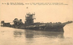 Belgium Zeebrugge - THETIS - English sunk torpedo-boat 1914-18 ww1
