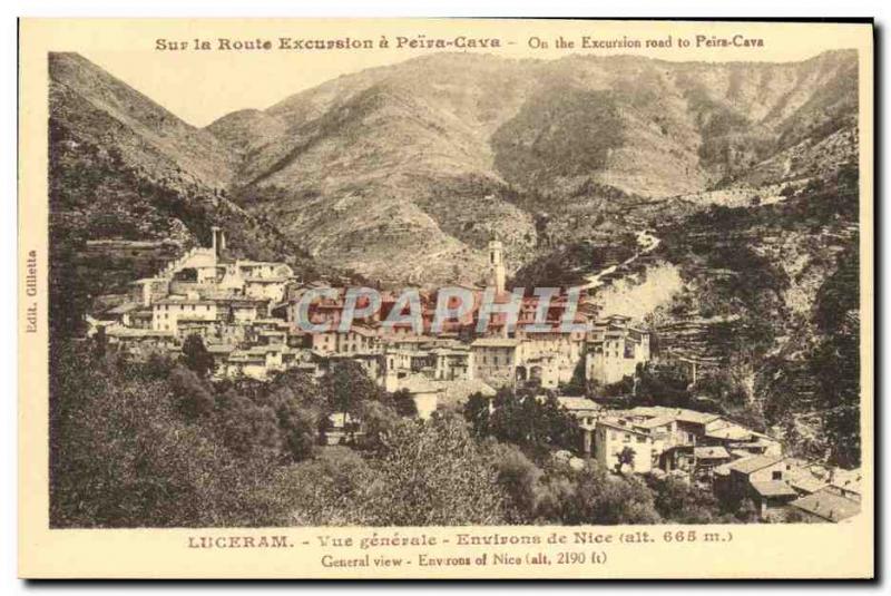 Old Postcard Luceram General view Nice surroundings