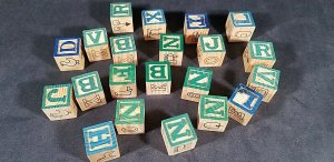 Wood Blocks Alphabet Numbers Animals Vintage (21) Wood Blocks  MrSTUFF B8