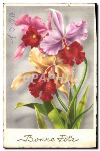 Old Postcard Bonne Fete Flowers