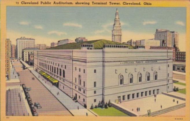 Ohio Cleveland Public Auditorium Showing Terminal Tower 1943